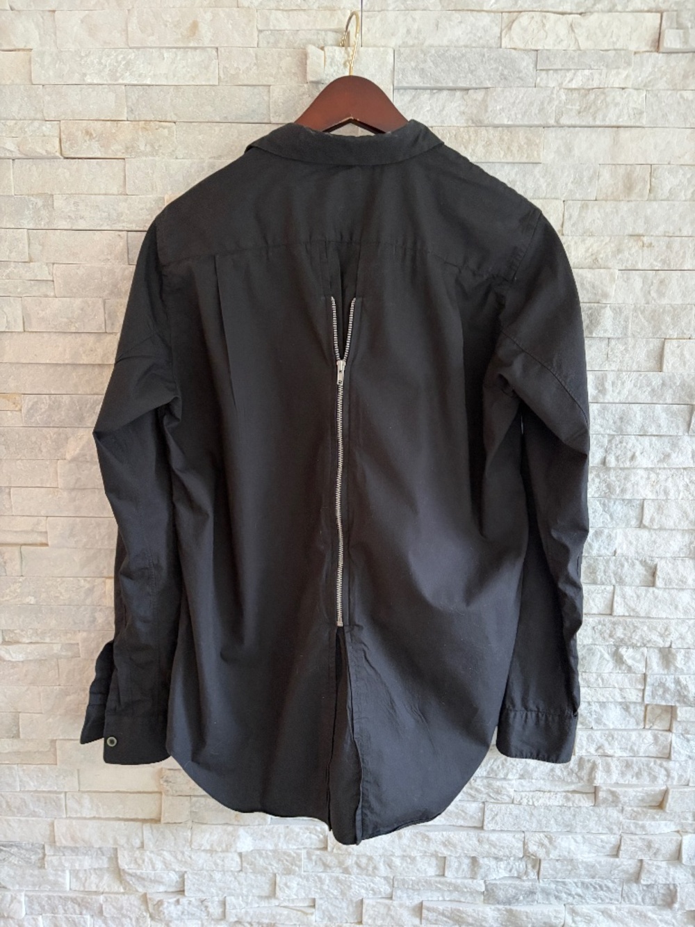 Commes Des Garçons Black Cotton Button-Up with Zipper Back Detail